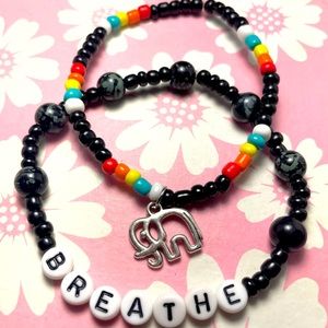 A bracelet set made with glass beads and seed beads